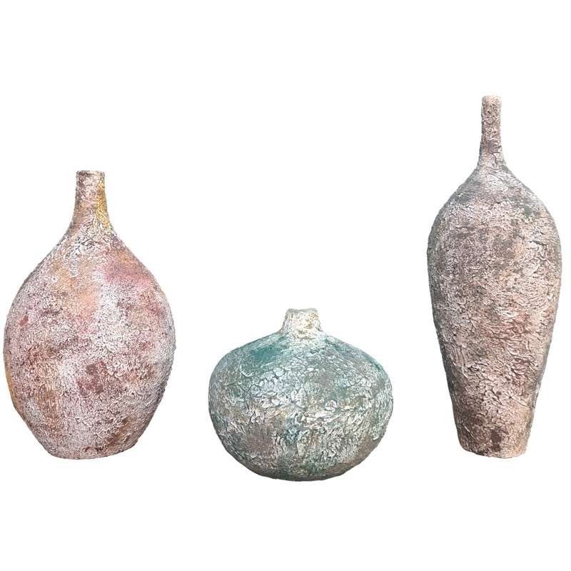 گلدان سفالی مدل پتینه مجموعه 3 عددی