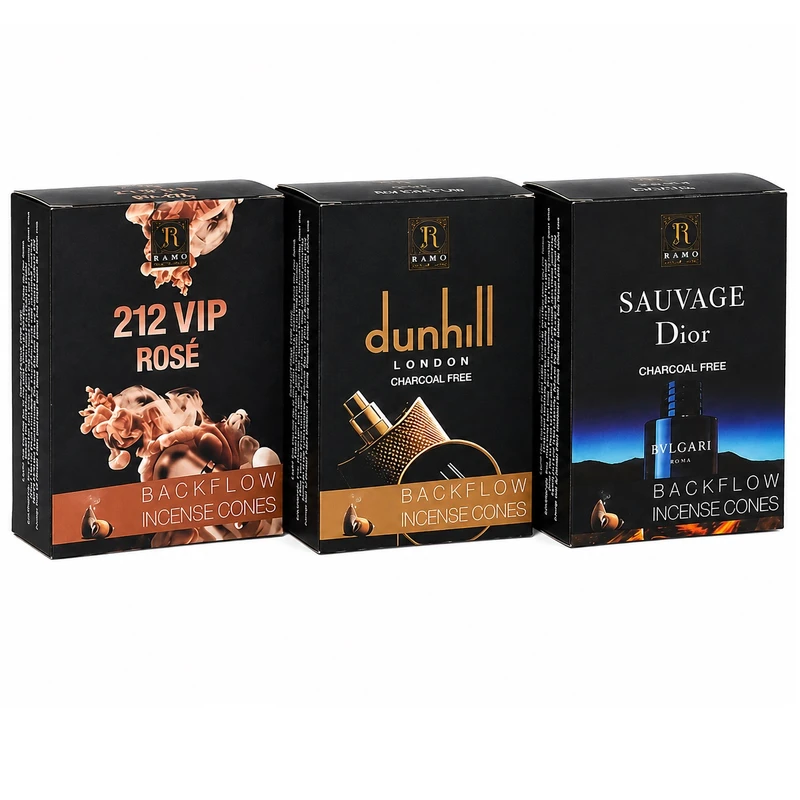 عود رامو مدل آبشاری رایحه سویج دیور و دانهیل و 212VIP سه بسته 10 عددی