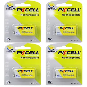 باتری کتابی  قابل شارژ  پی‌کی سل مدل 9V 250mAh NiMH بسته 4 عددی