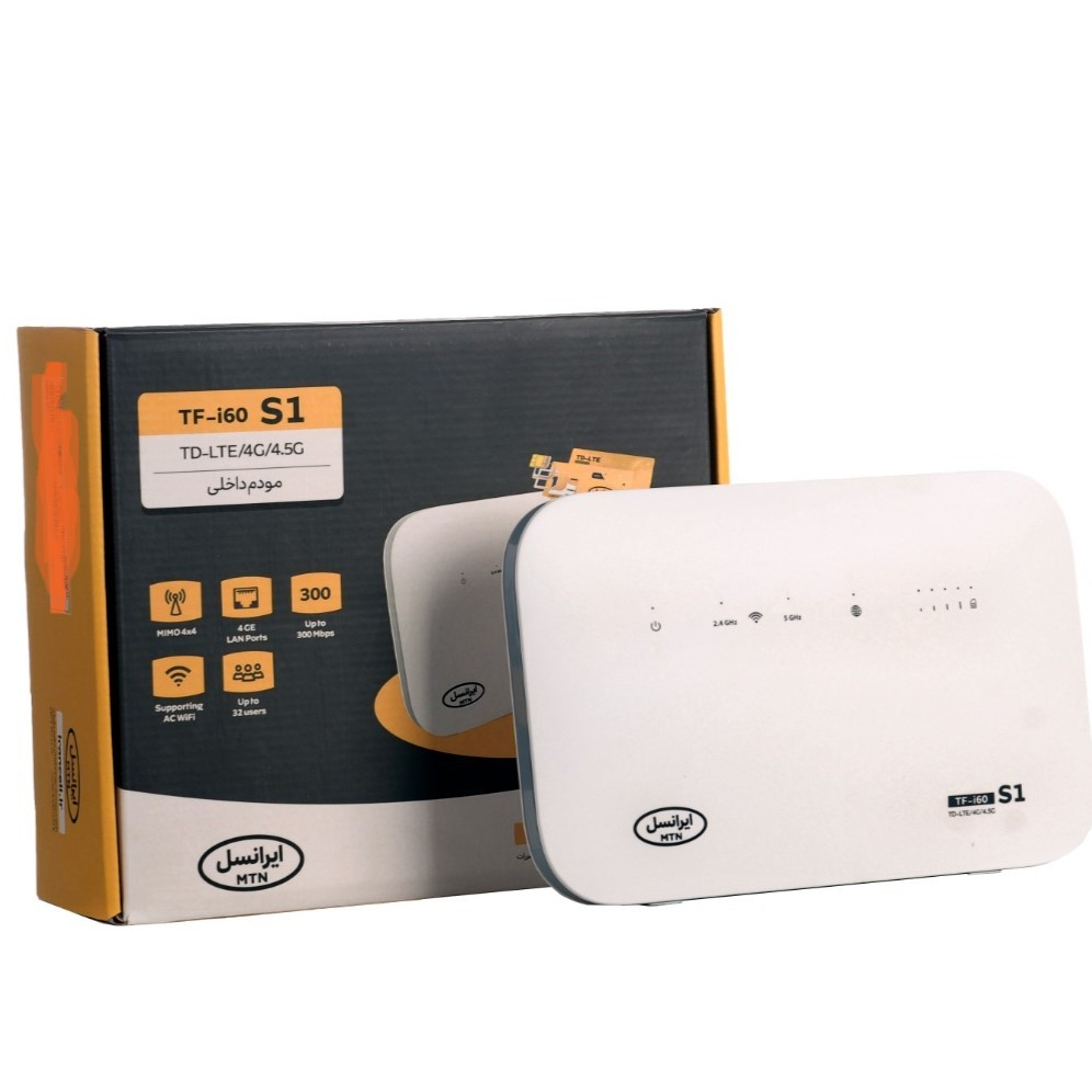 مودم 4g-td-lte ایرانسل مدل tf-i60 s1 به همراه سیمکارت و 250 گیگابایت اینترنت سه ماهه