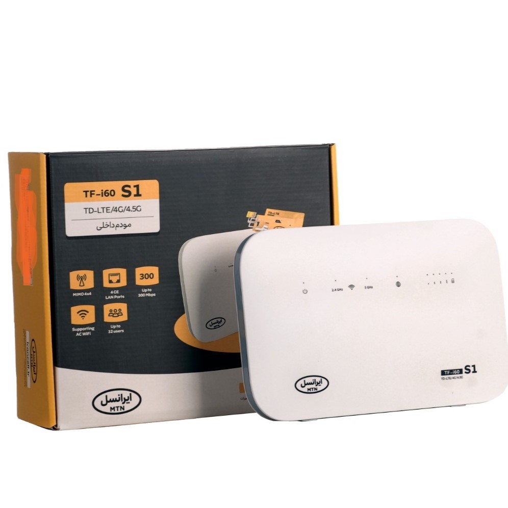 مودم 4G/TD-LTE ایرانسل مدل TF-i60 S1 به همراه سیمکارت و 500 گیگابایت اینترنت شش ماهه