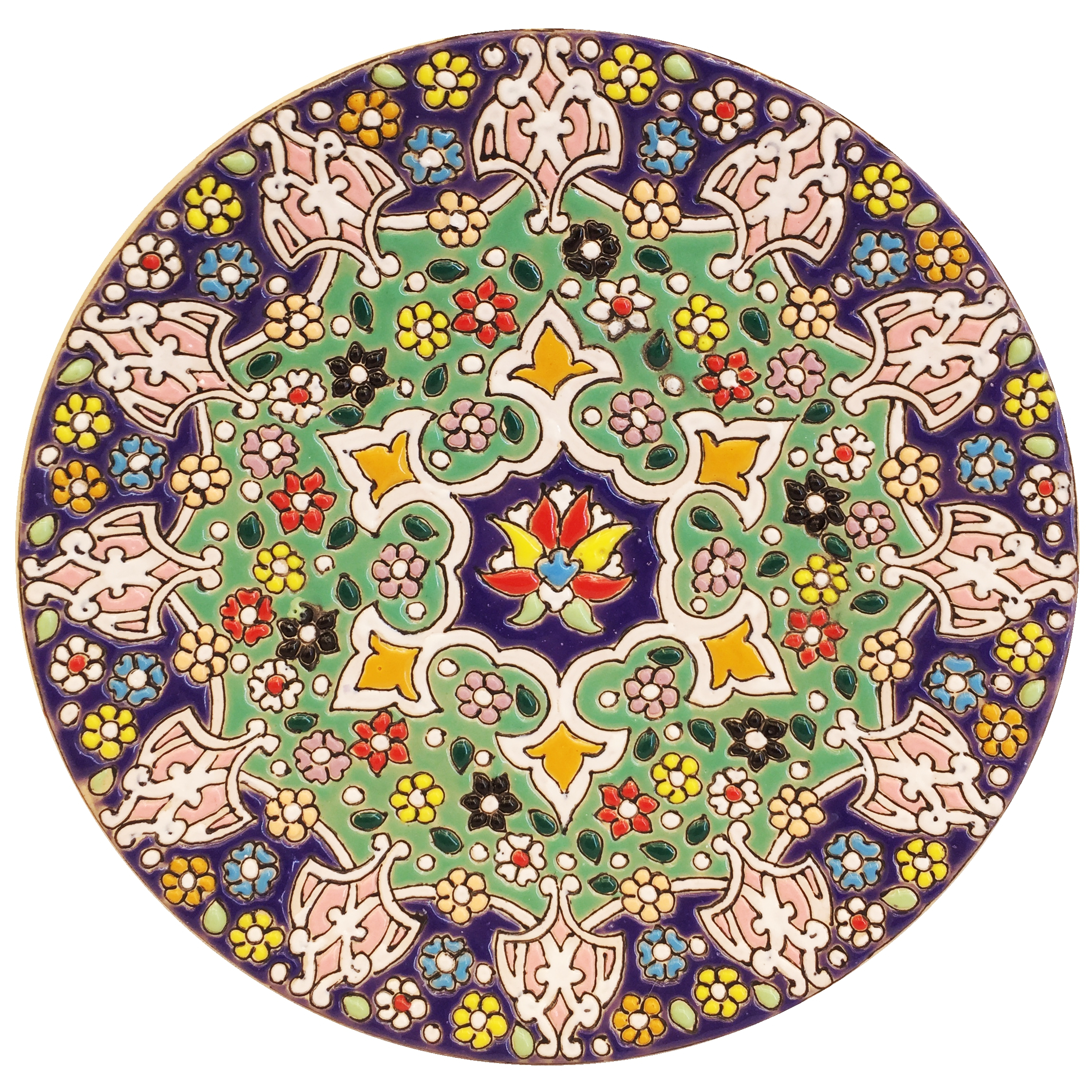بشقاب میناکاری سفالی زمانیان کد ZMN15035
