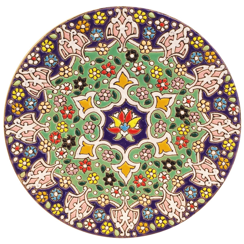 بشقاب میناکاری سفالی زمانیان کد ZMN15035