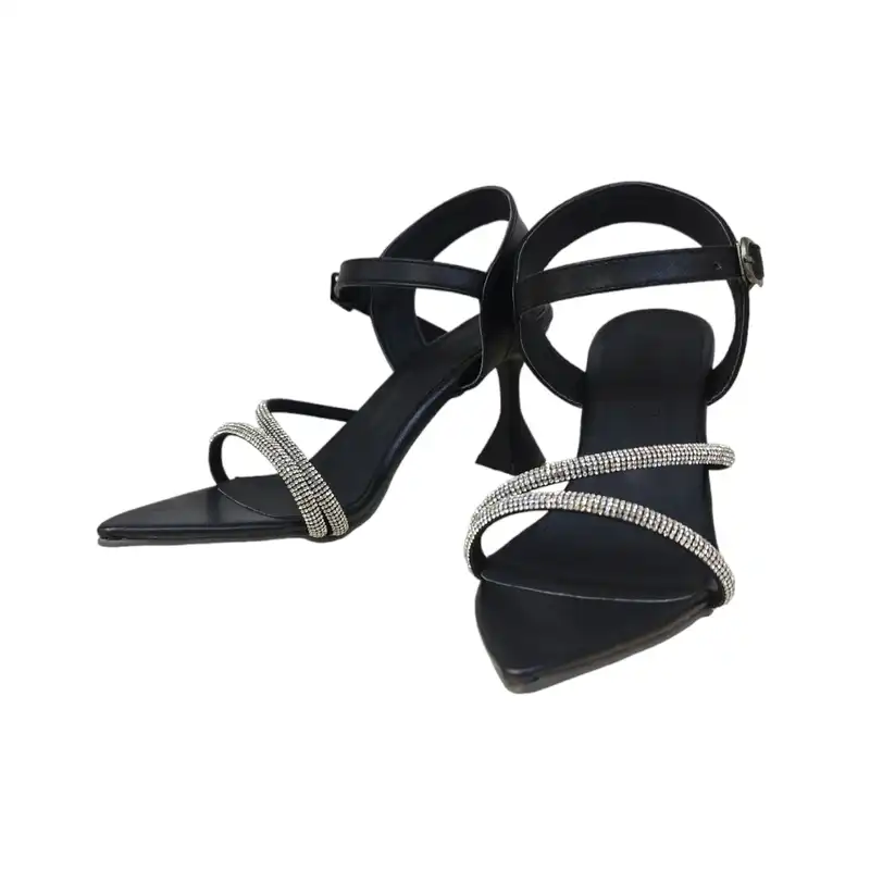 صندل زنانه مدل فرشـــــــــته بیاله نگینی رنگ مشکی