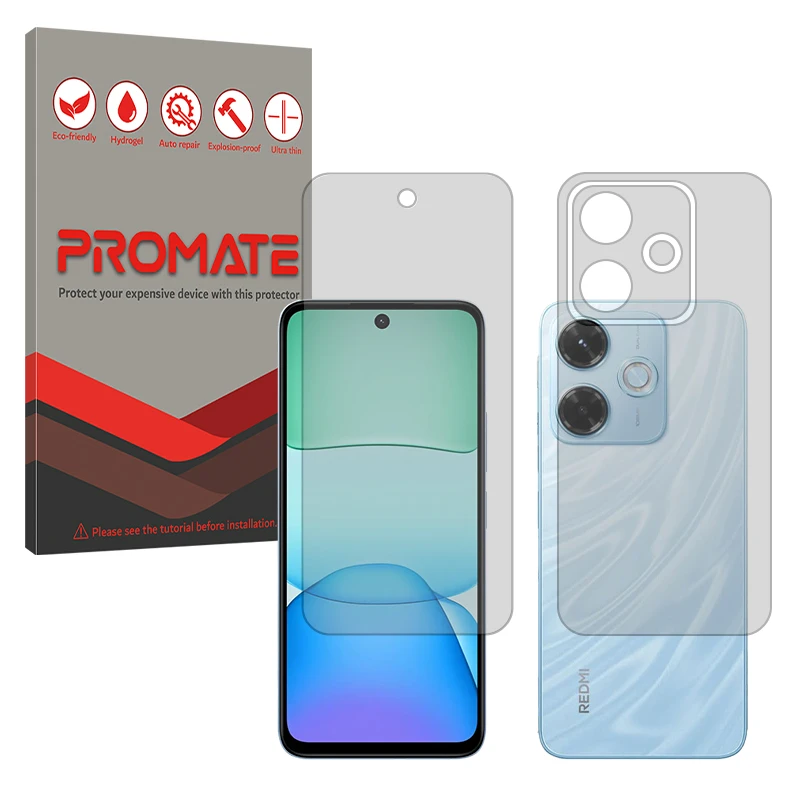 محافظ صفحه نمایش شفاف پرومیت مدل Resistant مناسب برای گوشی موبایل شیائومی Redmi 13x به همراه محافظ پشت گوشی 