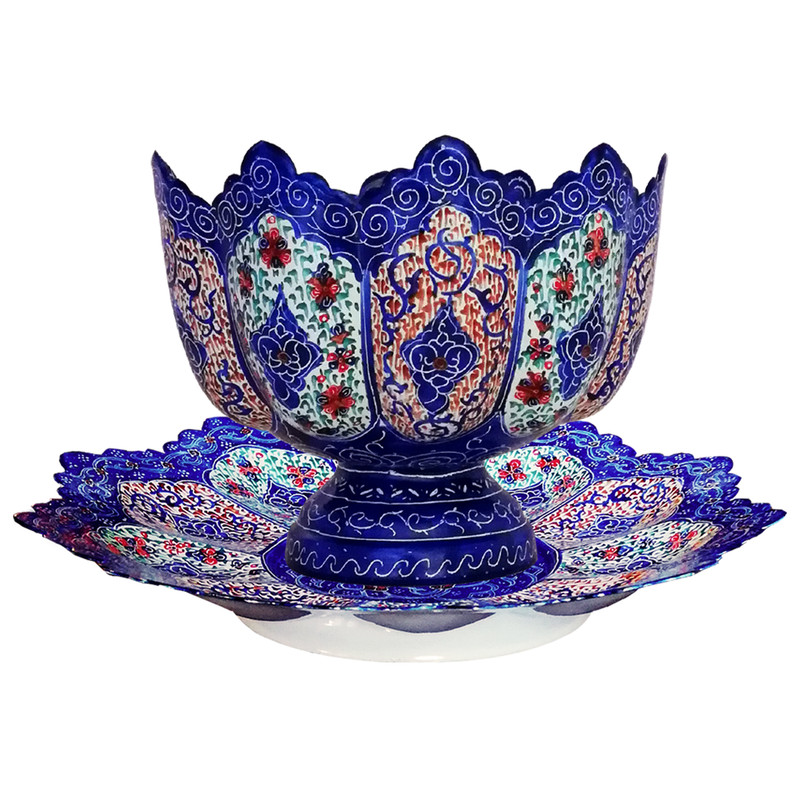 ست شکلات خوری و شیرینی خوری میناکاری طرح گل کد MRK6