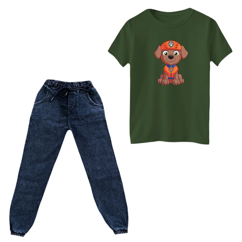 ست تی‌شرت و شلوار پسرانه مدل سگ نگهبان کد 02