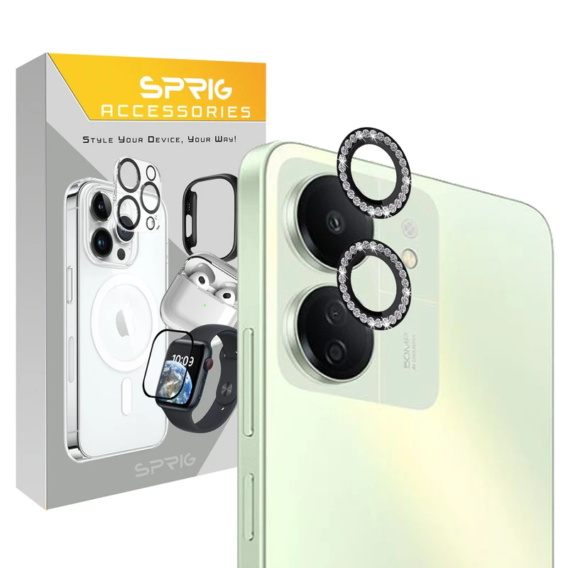 محافظ لنز دوربین رینگی اسپریگ مدل Ring Metal Diamond مناسب برای گوشی موبایل شیائومی Redmi 13C