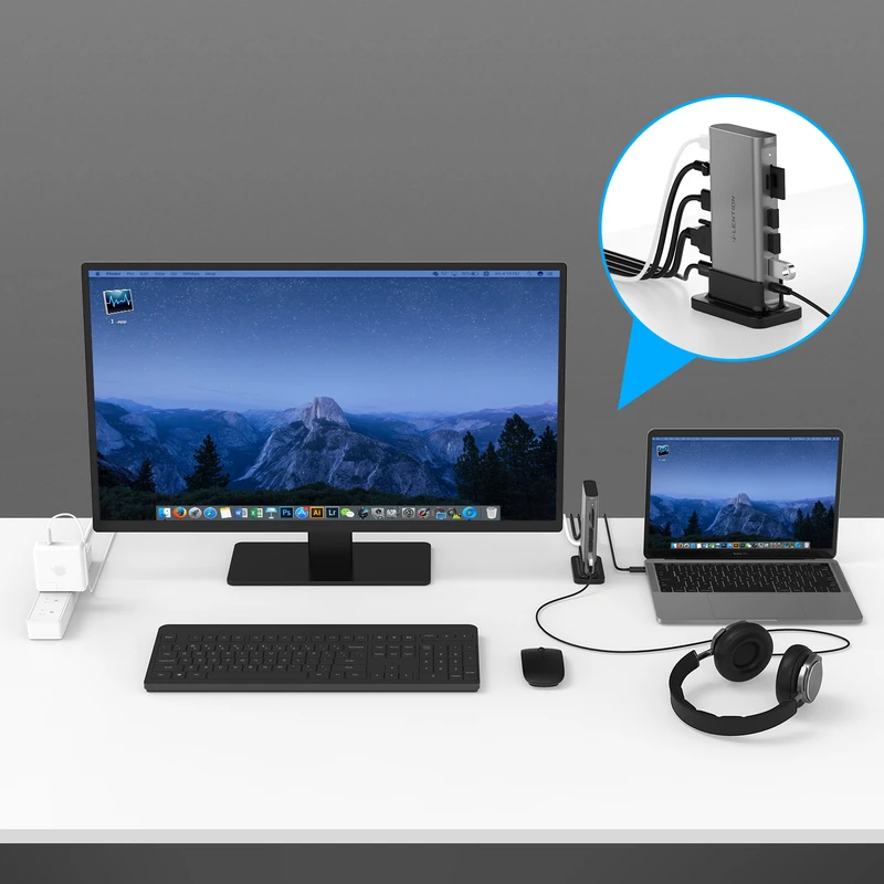 عکس شماره 9 : هاب داک استیشن لنشن مدل cb-tp-d55heavcr-ccn-sil-na