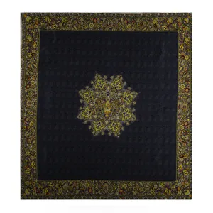 رومیزی ترمه عدل کشمیر طرح گل فرنگ کلاس دارک g1