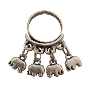 انگشتر زنانه مدل آویز دار طرح 4 فیل کد AW-4F