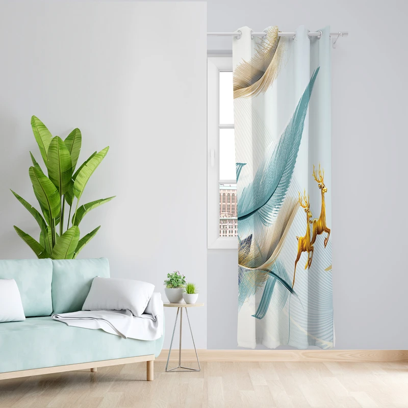 پرده طرح گوزن مدل مخمل پانچی کد 2585 z سایز 140x200 سانتی متر