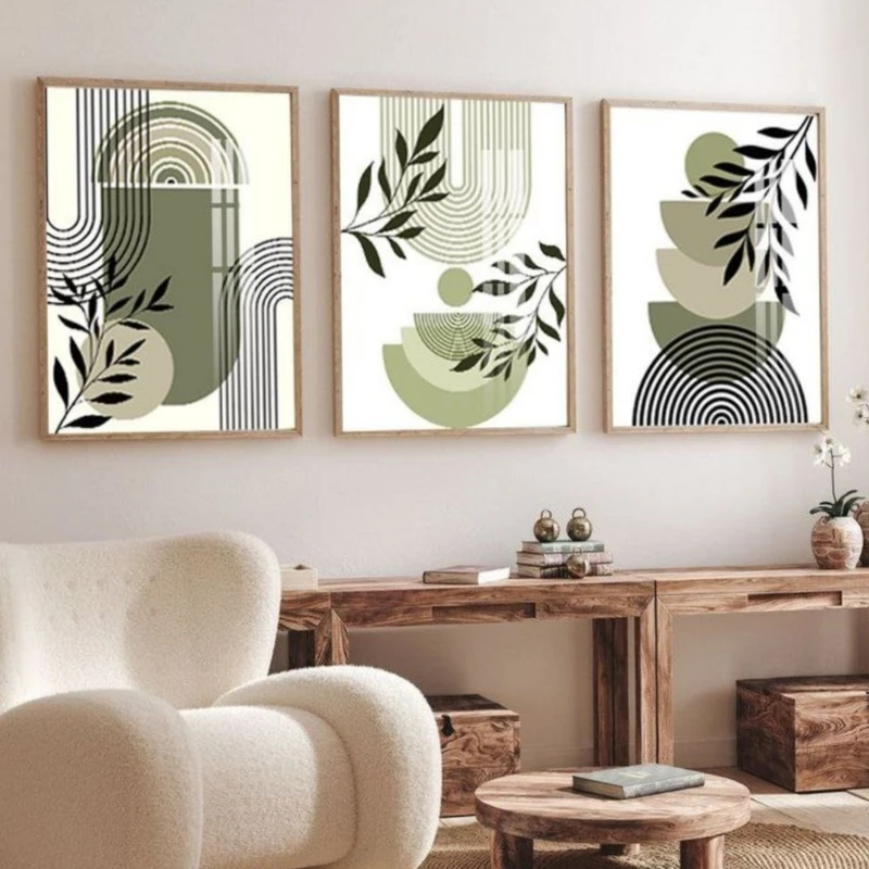 تابلو مدل دکوراتیو کد۶۰۶۳ فریم بژ مجموعه ۳عددی