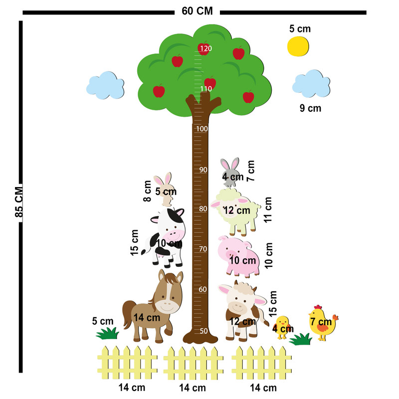 استیکر اندازه گیری کودک باروچین مدل مزرعه حیوانات کد 1289