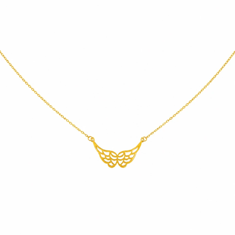 گردنبند طلا 18 عیار زنانه با زنجیر حلقه‌ای (فلامینگو) گلدینا مدل بال فرشته