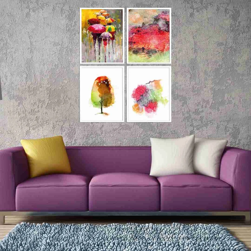 تابلو بکلیت طرح نقاشی دکوراتیو مدل w-403 بسته 4 عددی