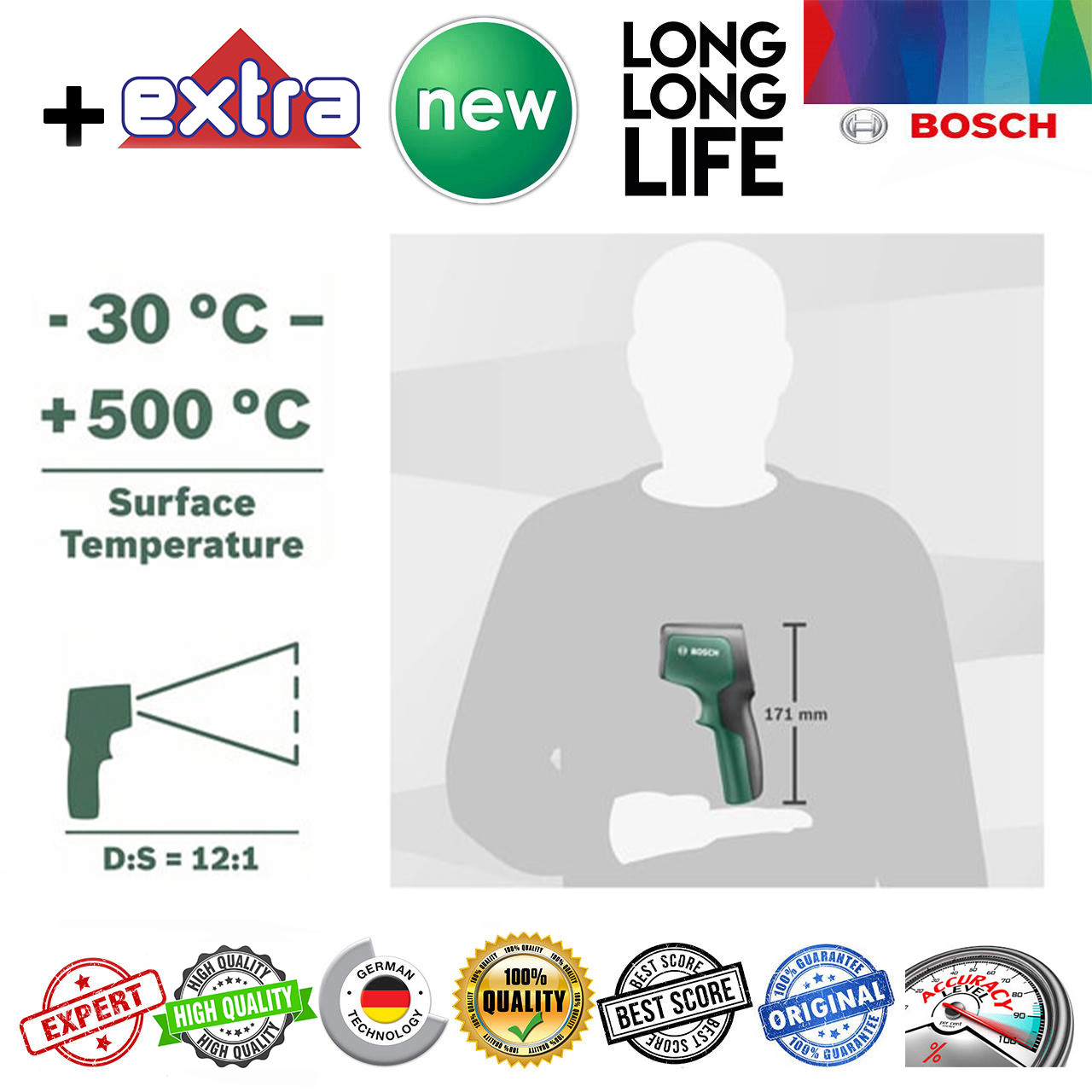 ترمومتر لیزری بوش مدل  حرفه ای Universal Temp 500 New