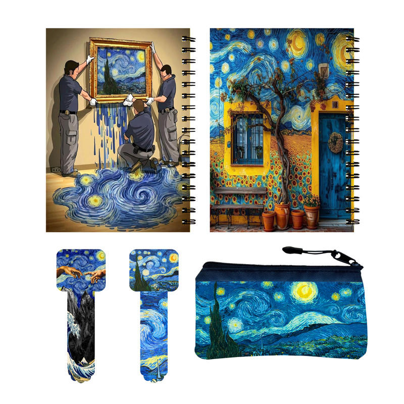 بسته لوازم تحریر مدل شب پرستاره ونگوک کد 84 مجموعه 5 عددی