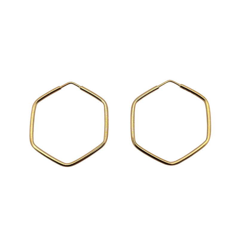 گوشواره طلا 18 عیار زنانه درگونه مدل حلقه ای شش ضلعی کد 20M