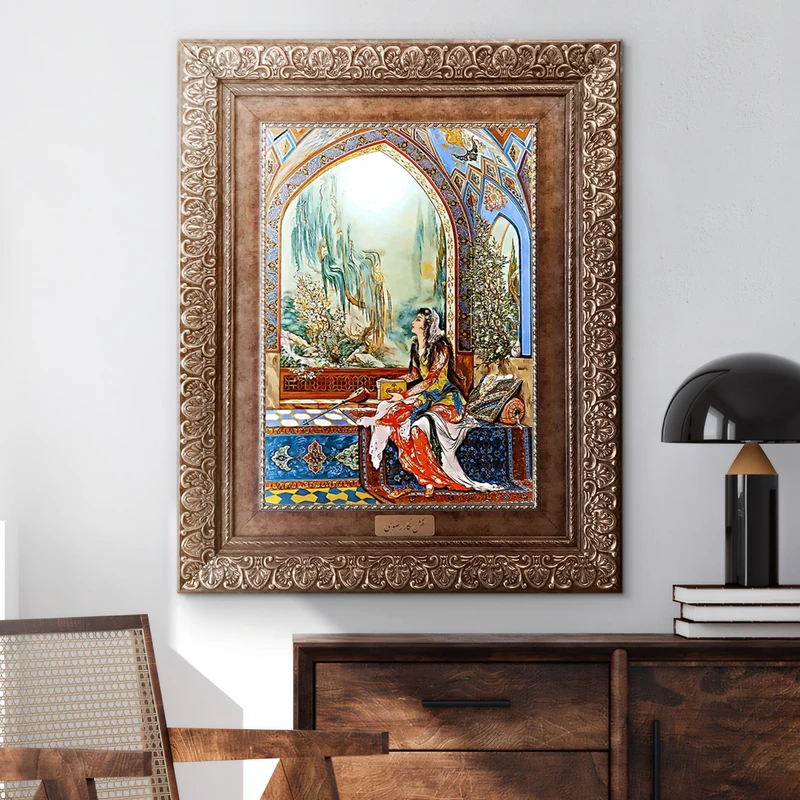 تابلو فرش ماشینی نقش نگار رضوی طرح مینیاتور کد 1435KP