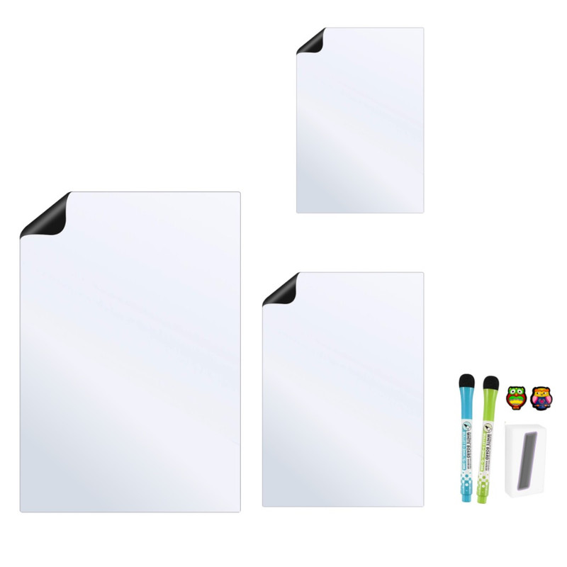 تخته وایت برد هوم اند فریج مدل 8 سایز 26x17 به همراه مگنت و ماژیک و تخته پاک کن مجموعه 8 عددی
