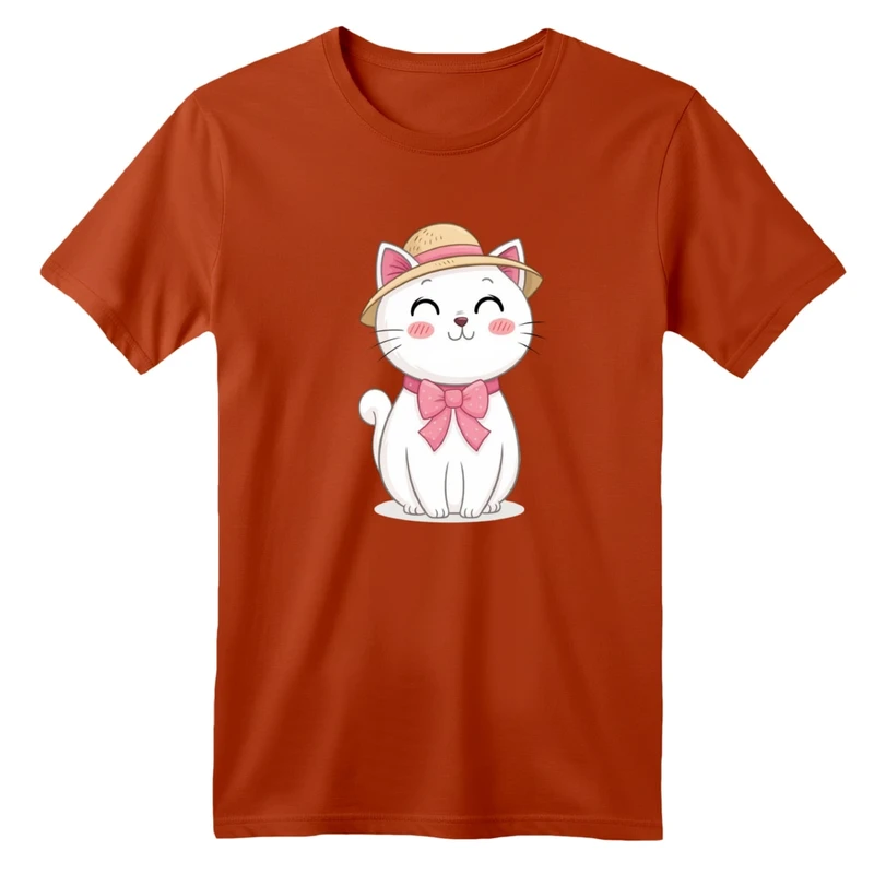 تی شرت آستین کوتاه بچگانه مدل گربه کلاهدار