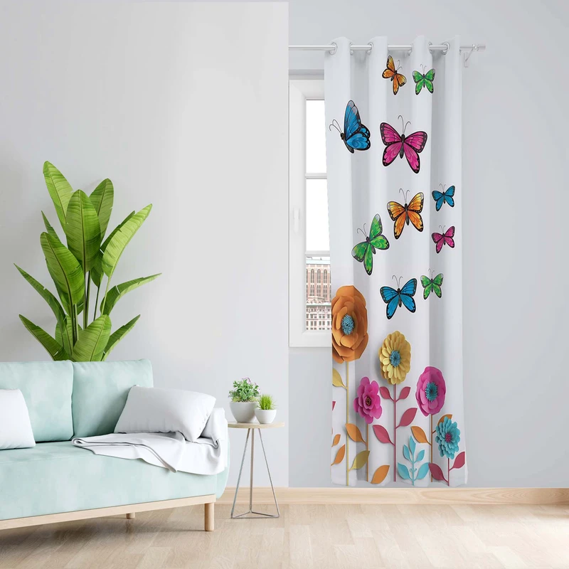 پرده طرح پروانه مدل مخمل پانچی کد 1405 z سایز 140x200 سانتی متر