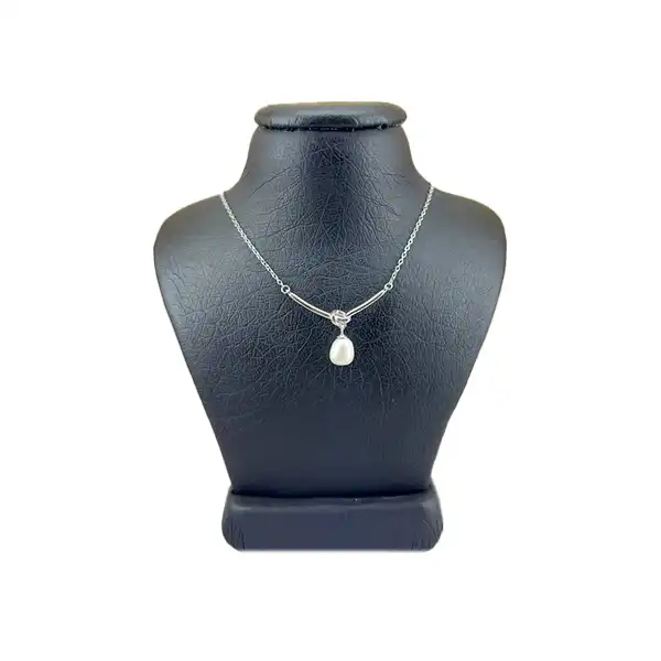 گردنبند نقره زنانه مدل مروارید لبخند گره کد 4778101