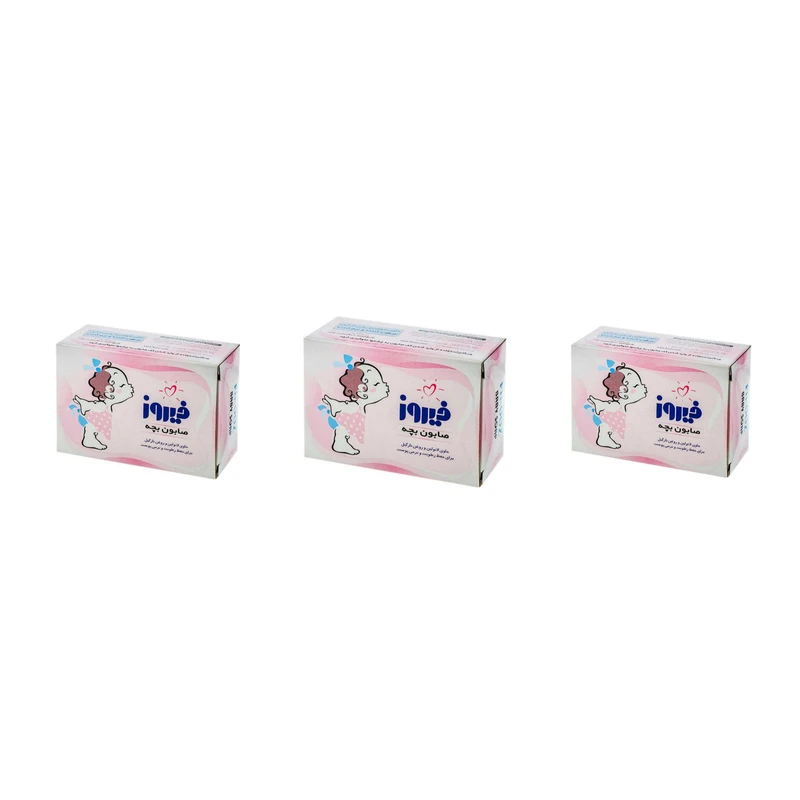 صابون بچه فیروز مدل روغن نارگیل وزن 100 گرم مجموعه 3 عددی