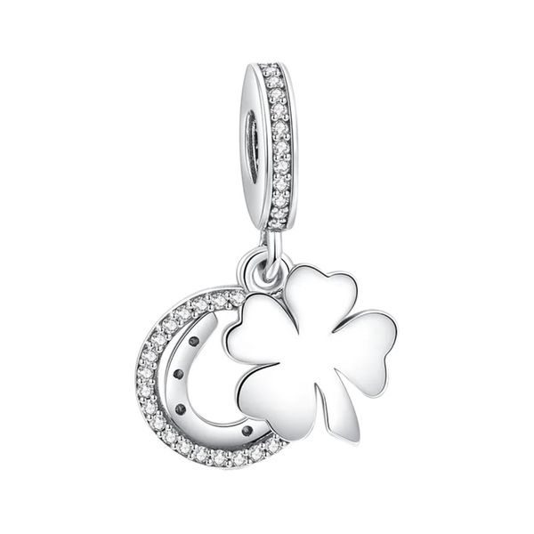 آویز گردنبند نقره زنانه پاندورا مدل Lucky horseshoe leaf clover 65118