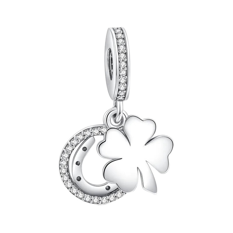 آویز گردنبند نقره زنانه پاندورا مدل Lucky horseshoe leaf clover 65118