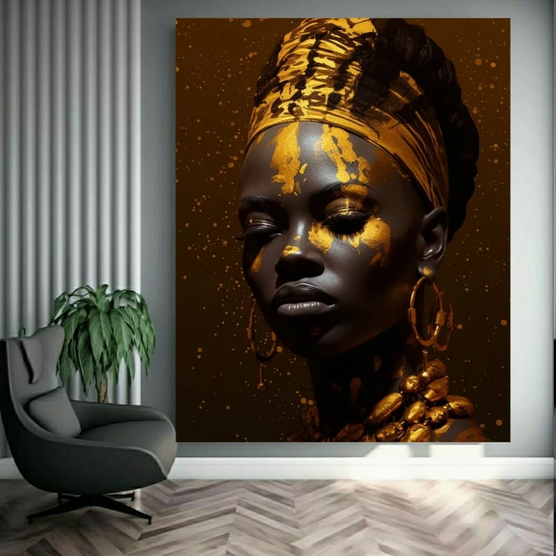 تابلو بوم طرح مخمل چهره سرخپوستی رنگی کد GR1780