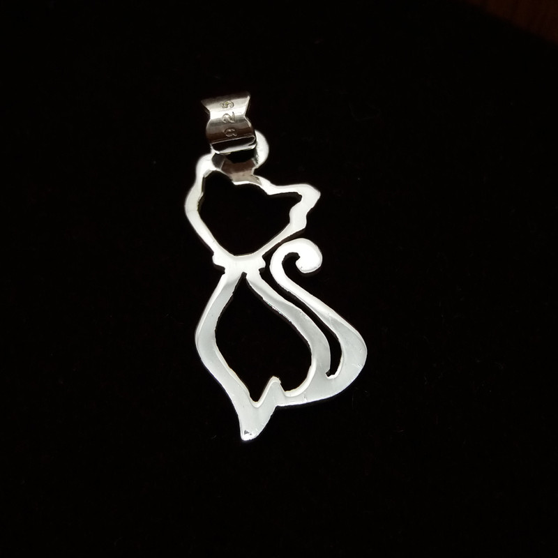 آویز گردنبند نقره مدل گربه دست ساز آویز گردنبند نقره مدل گربه دست ساز