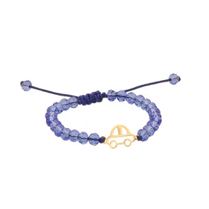 دستبند طلا 18 عیار بچگانه با بند مهره‌ای ماوی گالری مدل ماشین