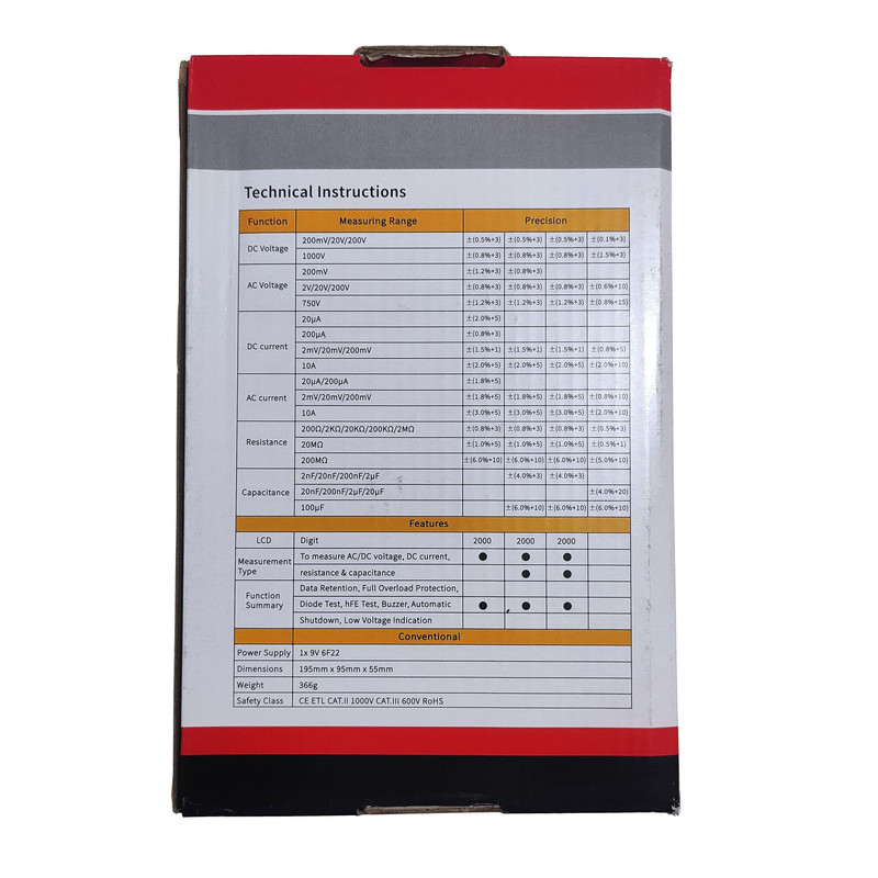 مولتی متر دیجیتال دکسلر مدل DT9205A