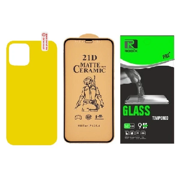 محافظ صفحه نمایش مات روبیکس مدل CR-IP12 mini مناسب برای گوشی موبایل اپل iphone 12mini به همراه محافظ پشت گوشی