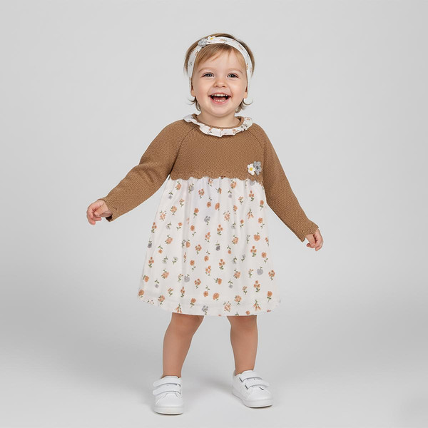 ست پیراهن و هدبند نوزادی دخترانه ایندیگو مدل 231721