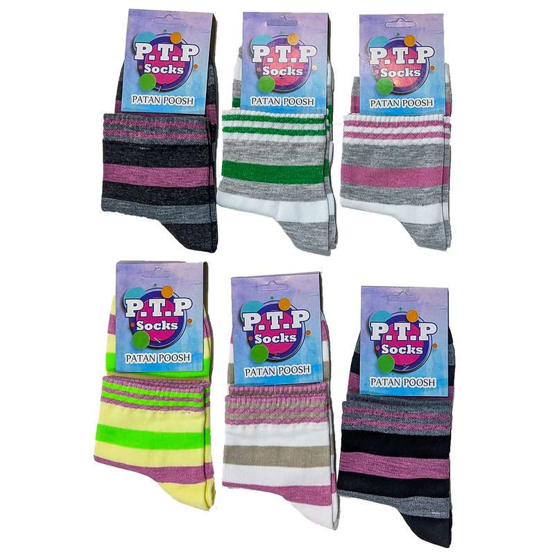 جوراب دخترانه پاتن پوش مدل نیم ساق کد 16382 مجموعه شش عددی