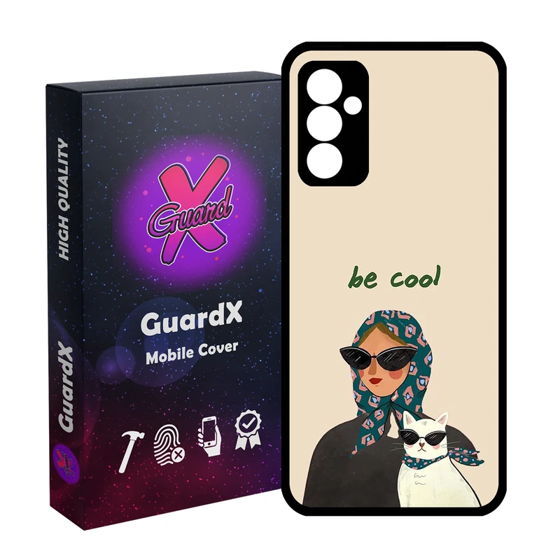 کاور گارد ایکس طرح دختر و گربه مدل Glass10726 مناسب برای گوشی موبایل سامسونگ Galaxy A54 / A54 5G