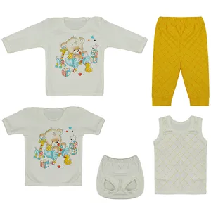 ست 5 تکه لباس نوزادی مدل خرس و اسباب بازی کد 1007
