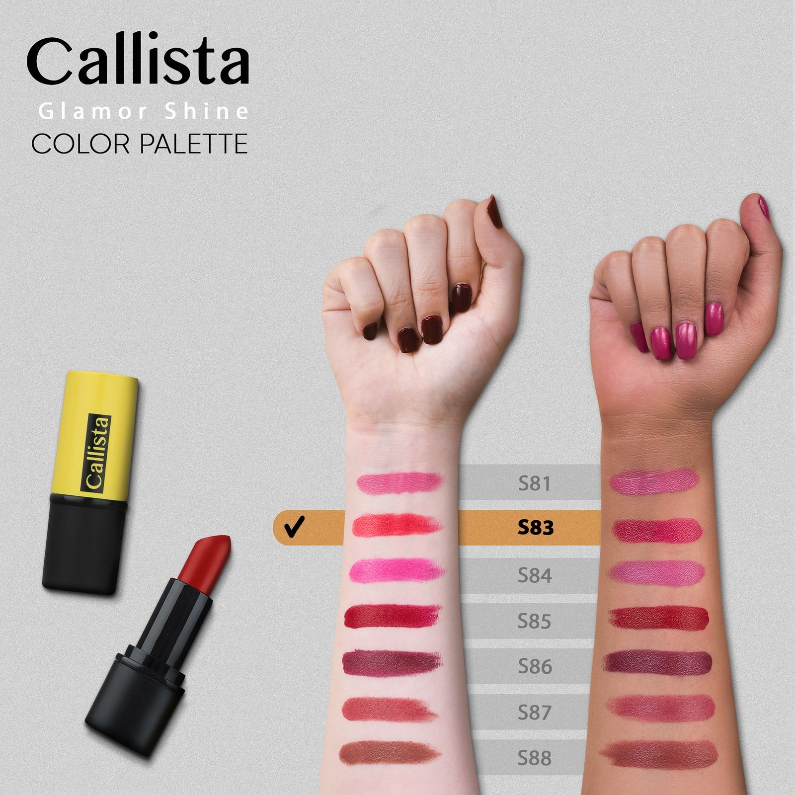 رژ لب جامد کالیستا مدل Glamor Shine شماره S83 -  - 2