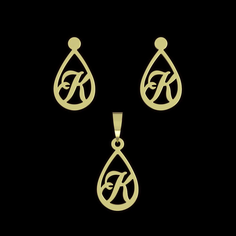 نیم ست طلا 18 عیار زنانه مدوپد مدل حرف K کد NA11235