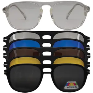 فریم عینک طبی مستطیلی مدل TR1205 C2 مناسب برای انواع فرم صورت به همراه کاور آفتابی مجموعه 6 عددی