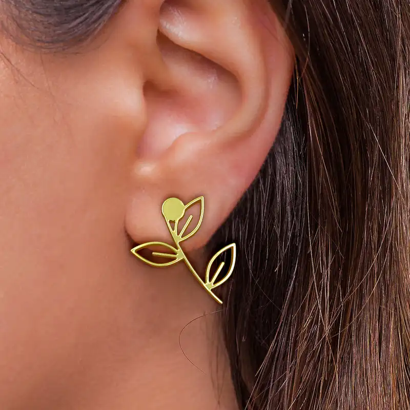 گوشواره طلا 18 عیار زنانه مدوپد مدل برگ کد GA1-15982