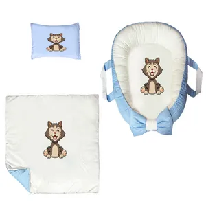 سرویس خواب سه تکه نوزاد ناریکو مدل گارد محافظ دار طرح گربه کد 0251