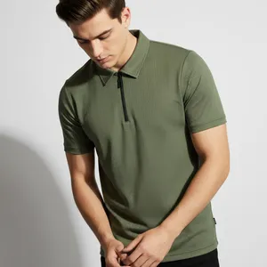 پولوشرت آستین کوتاه مردانه مدل یقه نیم زیپ مراکشی