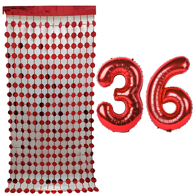 بادکنک فویلی مسترتم طرح عدد 36 به همراه ریسه تزئینی بسته 3 عددی