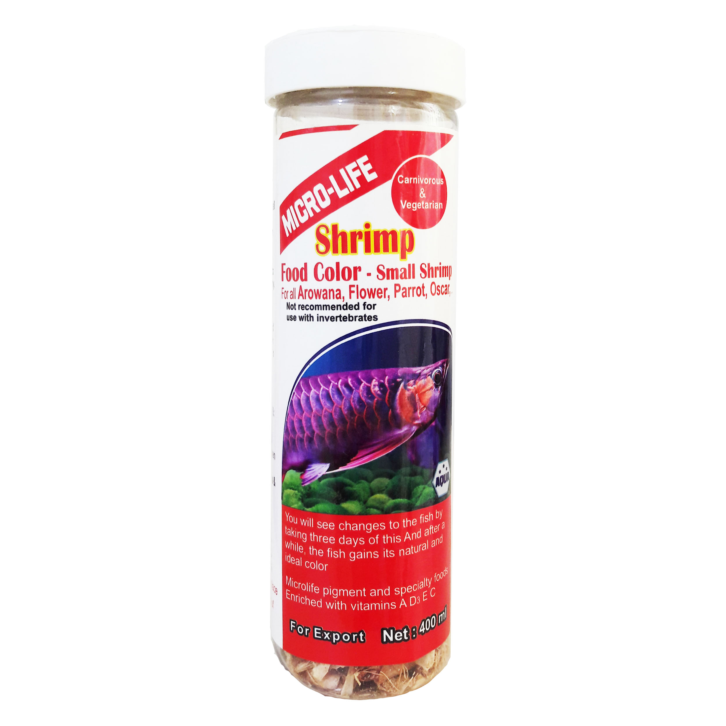 غذا ماهی میکرولایف مدل Shrimp حجم 400 میلی لیتر