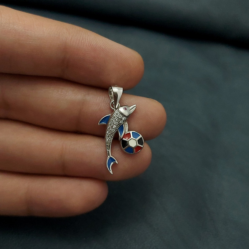 آویز گردنبند نقره زنانه مدل دلفین کد VM8594 آویز گردنبند نقره زنانه مدل دلفین کد VM8594