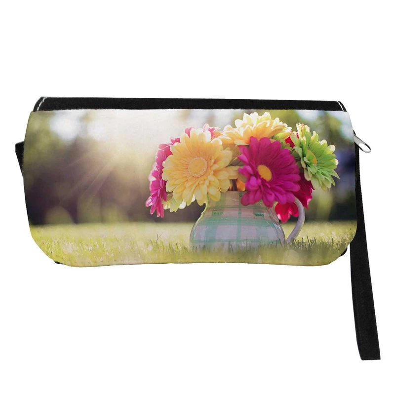   جامدادی مدل دوزیپ طرح گل و گلدان کد NI386